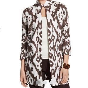 Linen Print 3/4 Sleeve Jacket Sz 1 US Medium